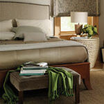 Tailored bedding is masculine and sophisticated.