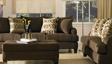 Chocolate colored couch and ottoman