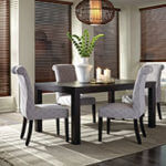 A simple dining room design accents the outside view.