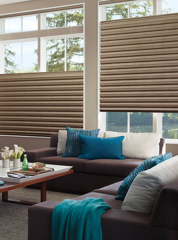 Check out the fluid, sculpted look of Solera® Soft Shades by Hunter Douglas. They’re the only soft shades with cellular construction, and that means energy efficiency.  