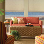 Rattan furniture and tropical colors feel casual and fun.