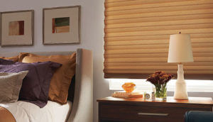 Copper color on blinds, pillows, artwork