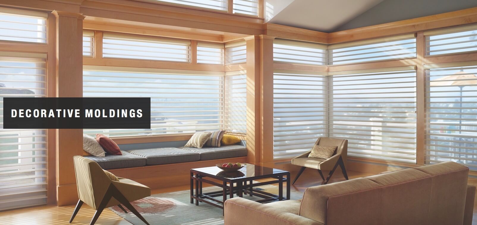 Wood window casings add warmth and interest. Shown with Silhouette® window shadings.