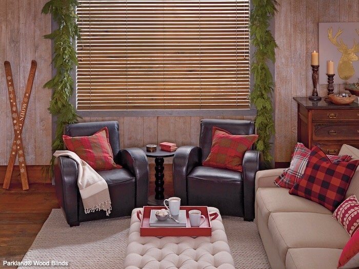 Parkland Wood Blinds, Basswood - Living Room